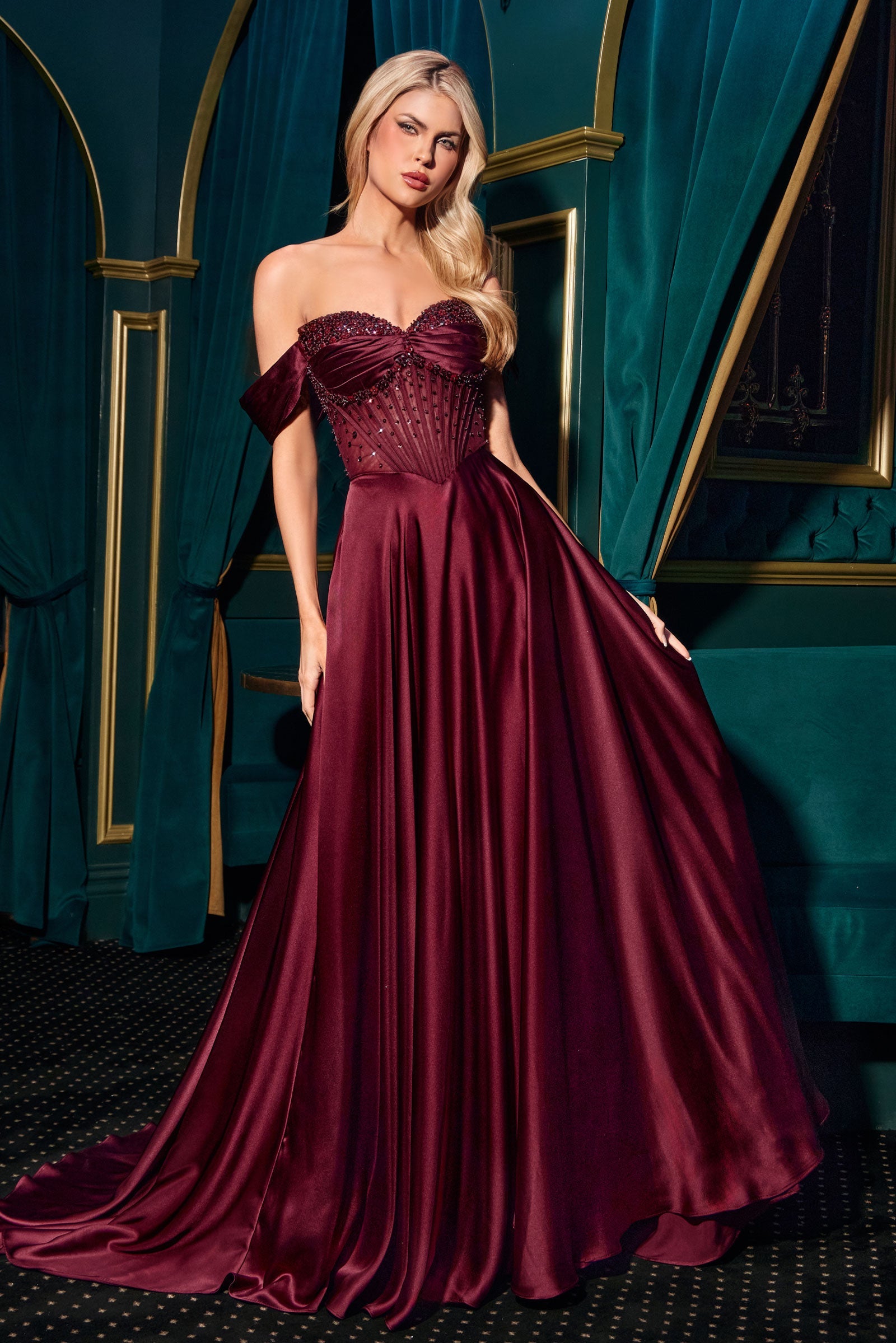 Melanie Gown - A-line Dress with Beaded Bodice & Corset Back