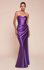 KOLLYN GOWN - STRAPLESS LUXE SATIN FITTED GOWN