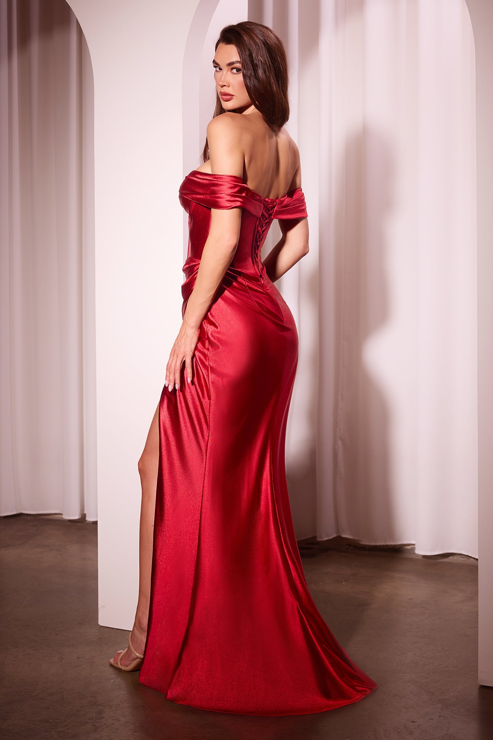 Lucienne Gown - Off-the-Shoulder Satin Bustier Gown