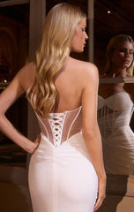 MERCEDES GOWN - OFF WHITE - STRAPLESS DRAPED FITTED GOWN