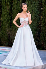 Annika Gown - A-line Corset Dress With Pockets - Off White