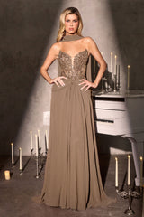 Neve Gown - A-Line Formal Dress With Scarf