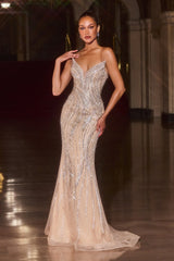 Salinger Gown - Sequin & Crystal Evening Dress With Removable Strap