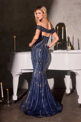 Salinger Gown - Sequin & Crystal Evening Dress With Removable Strap