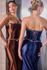 Viktoria Gown - Strapless Crystal Edged Corset Dress