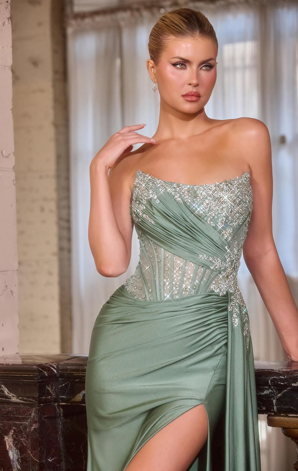 Femka Gown – Draped Waist Strapless Dress