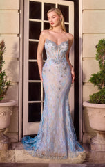 ELODIE GOWN - STRAPLESS DRESS WITH FLORAL BEADWORK