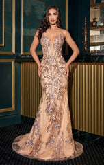 LINDEN GOWN - FLORAL SEQUIN CORSET GOWN