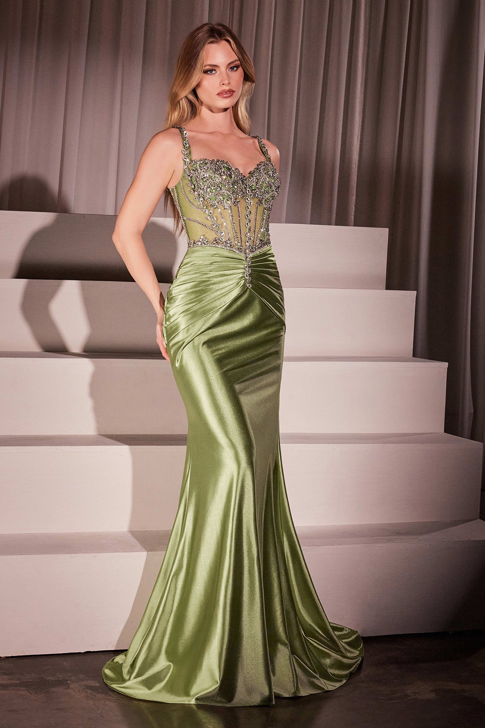 Artemis Gown - Leaf Inspired Crystal & Satin Dress