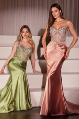 Artemis Gown - Leaf Inspired Crystal & Satin Dress