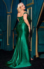 PHILIPPA GOWN - OFF THE SHOULDER LACE & SATIN DRESS