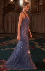 Kingston Gown - Halter Beaded Mermaid Evening Dress