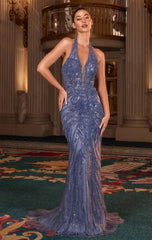 Kingston Gown - Halter Beaded Mermaid Evening Dress