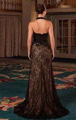 CARLA GOWN - STRAPLESS LACE FORMAL DRESS WITH CHOKER
