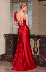 Winslow Gown - Satin Dress With Rosette Shoulder