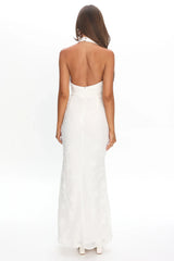 Rue Maxi Dress - White Lace & Rosette Dress