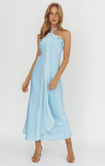 LUMIÈRE HALTER MAXI DRESS - BABY BLUE