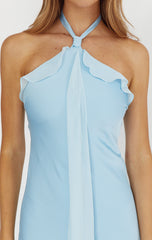 LUMIÈRE HALTER MAXI DRESS - BABY BLUE