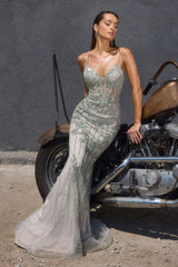 Phaedra Gown - Fitted Crystal Embellished Evening Dress