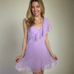 Ace Mini Dress - Lilac Swiss Dot Dress