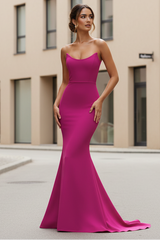 Daris Gown - Berry - Cat-Eye Scoop Neckline Dress