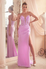 Desirae Gown - Strapless Lace Appliqué Dress