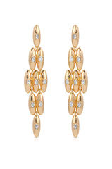 Oval Dome Baguette Dangle Earrings