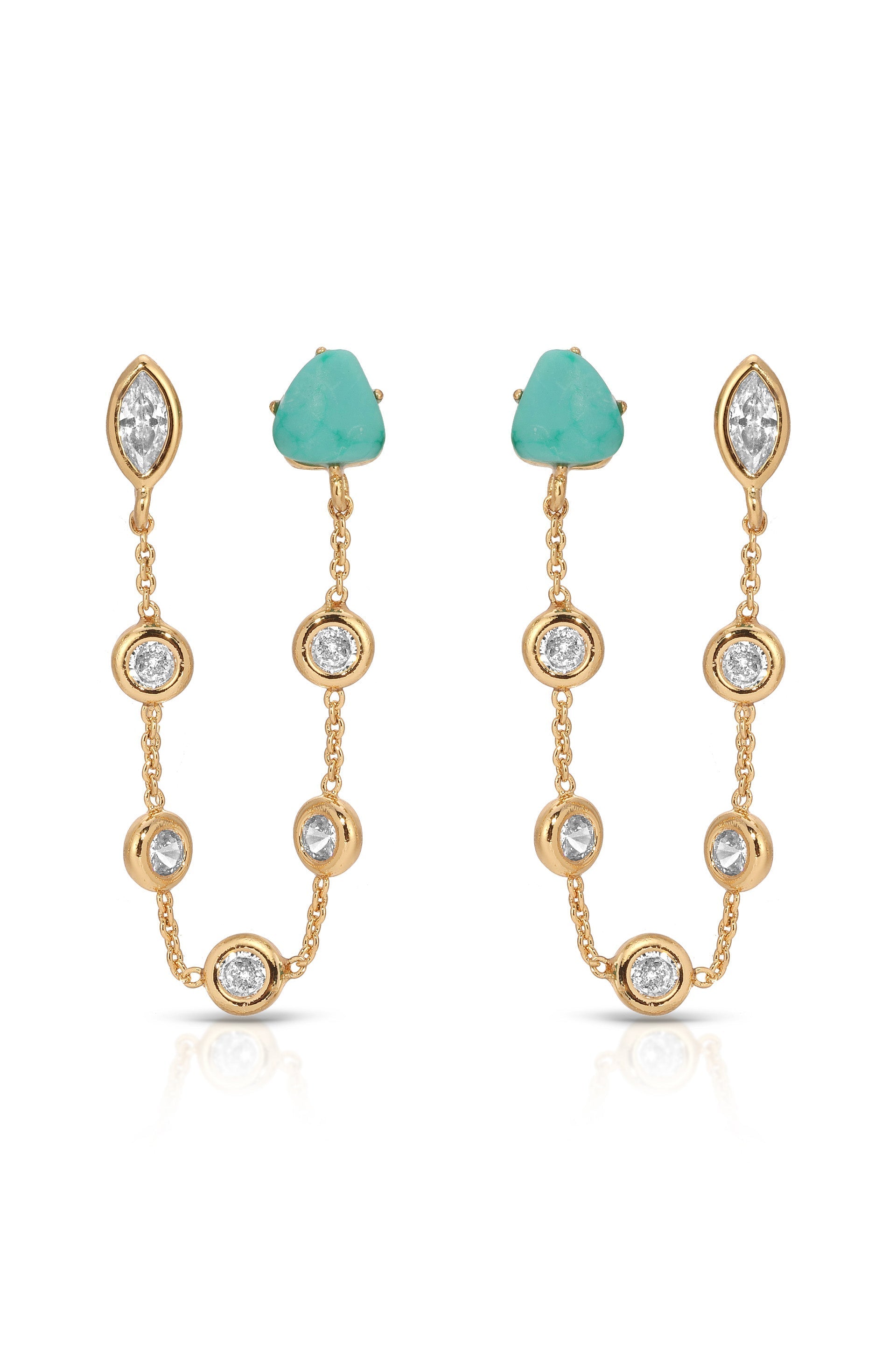 Double Piercing Turquoise Earrings