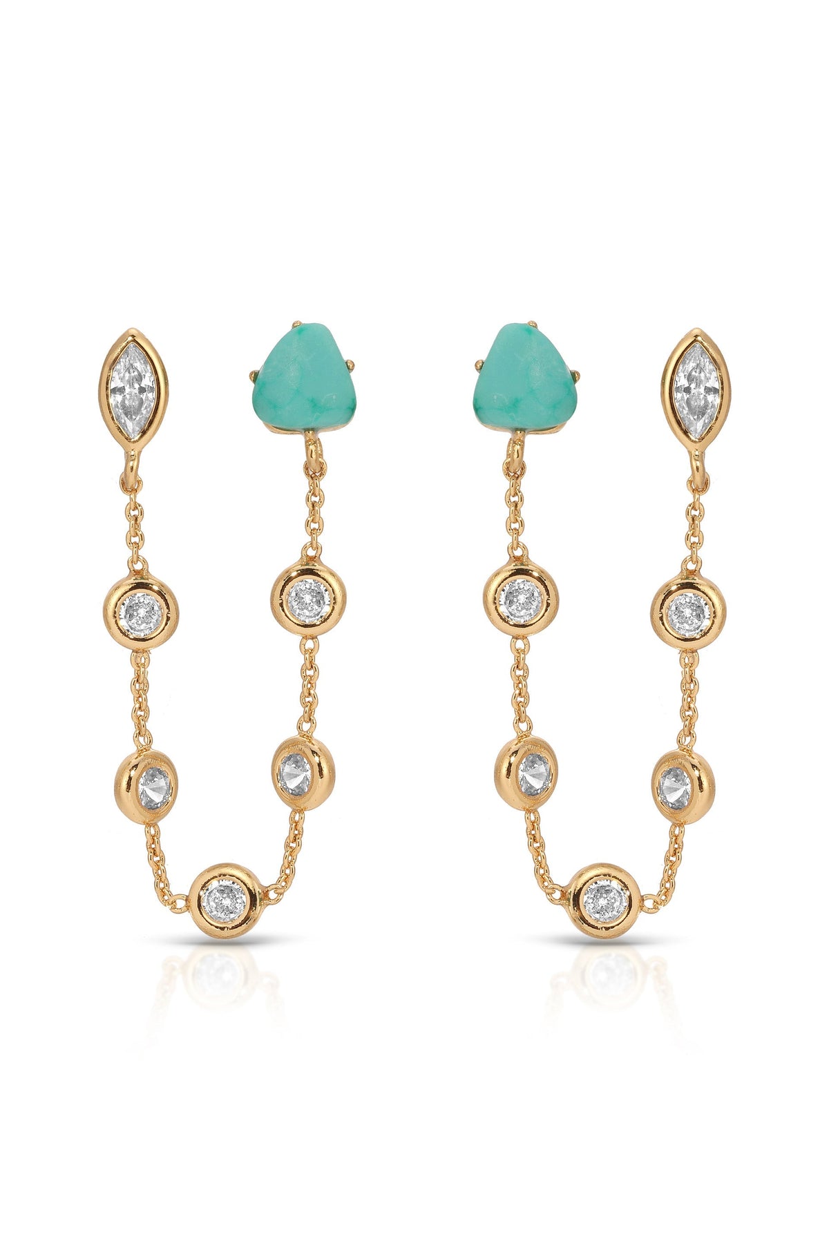 Double Piercing Turquoise Earrings