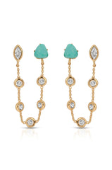 Double Piercing Turquoise Earrings