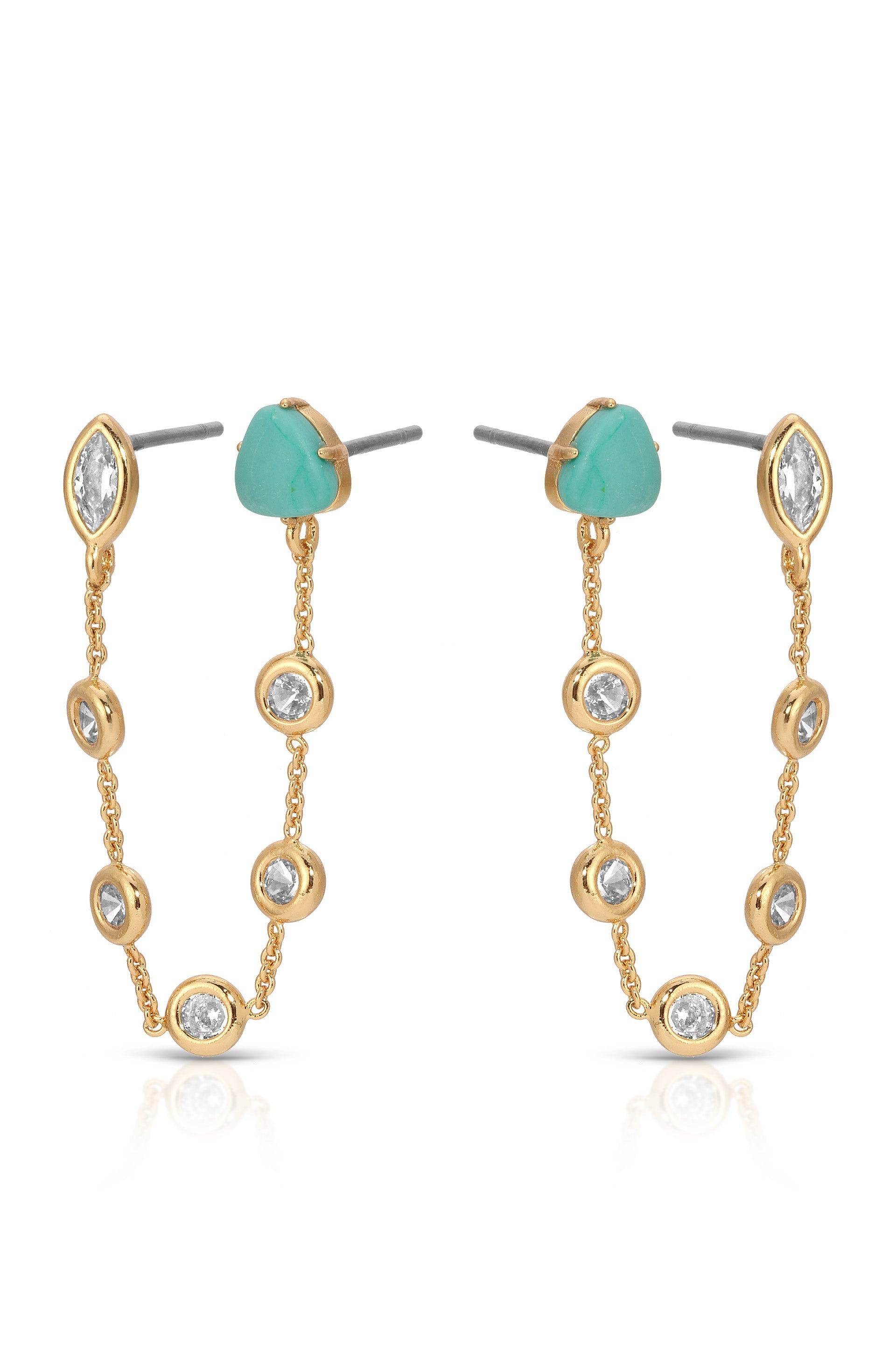 Double Piercing Turquoise Earrings