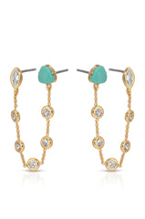Double Piercing Turquoise Earrings