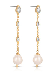Droplet Crystal and Pearl Earring