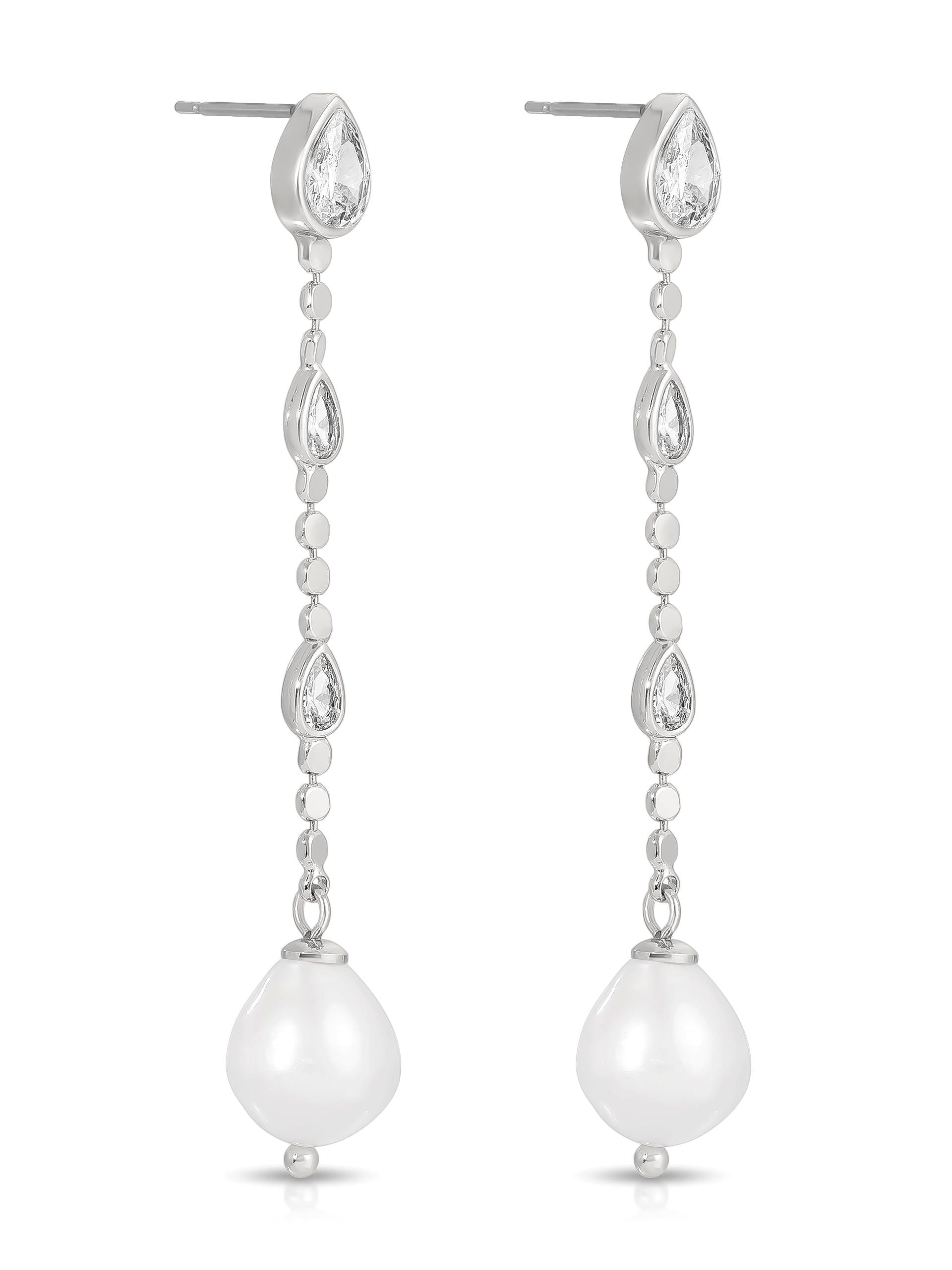 Droplet Crystal and Pearl Earring