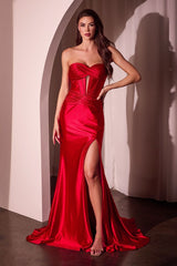 MEGAN GOWN - SATIN STRAPLESS FITTED GOWN