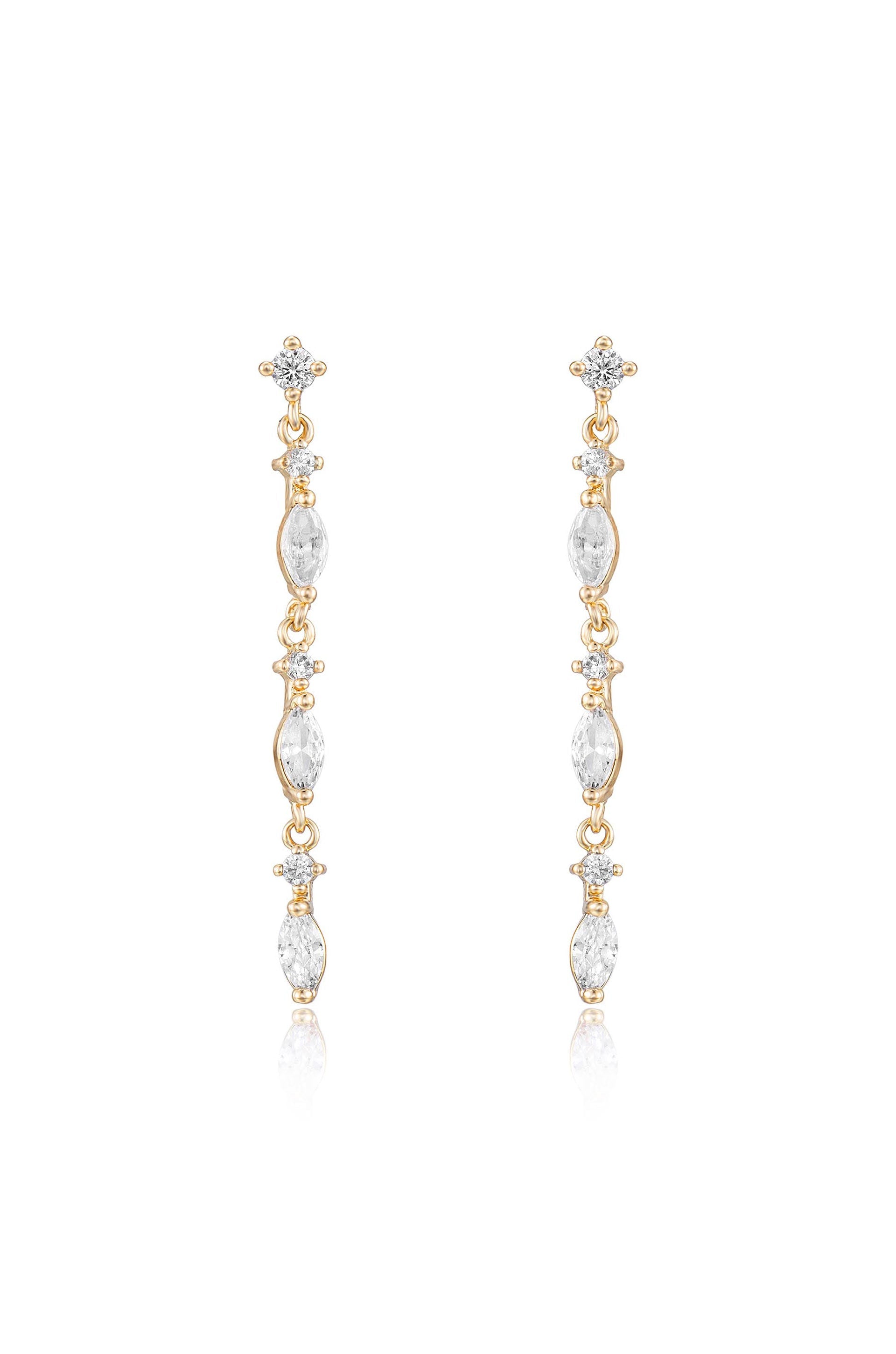 Dainty Linear Crystal Drop Earrings