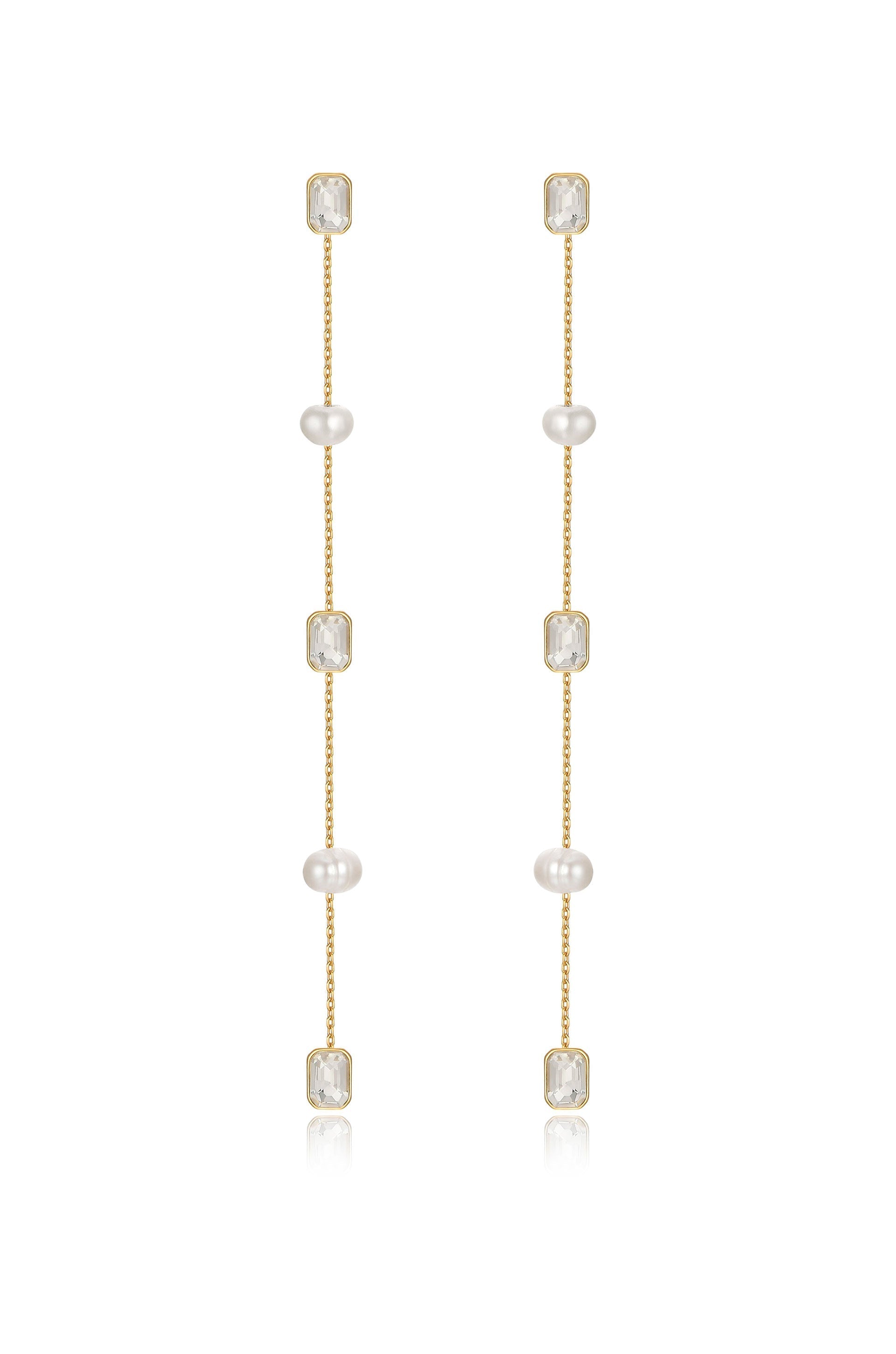 Pearl and Crystal Linear Earrings