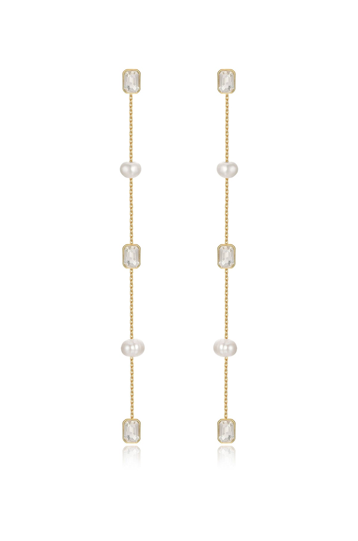 Pearl and Crystal Linear Earrings