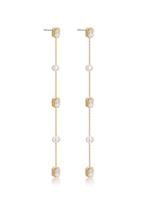 Pearl and Crystal Linear Earrings