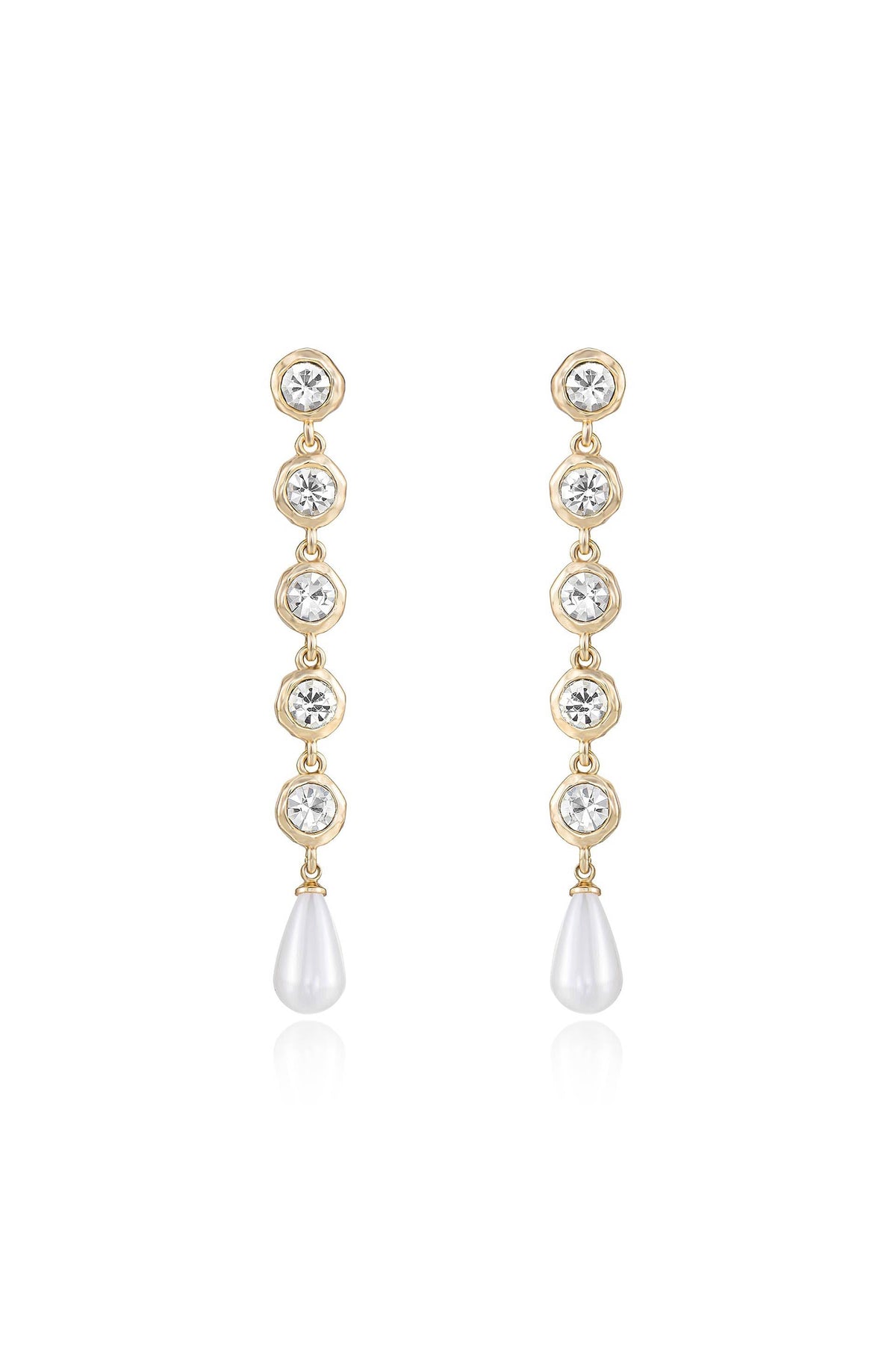 Elegantly Modern Crystal and Pearl Dangle Earrings