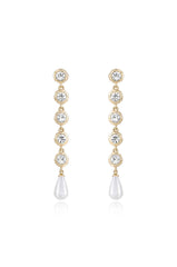 Elegantly Modern Crystal and Pearl Dangle Earrings