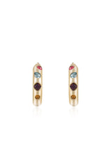 Lively Rainbow Crystal Hoop Earrings