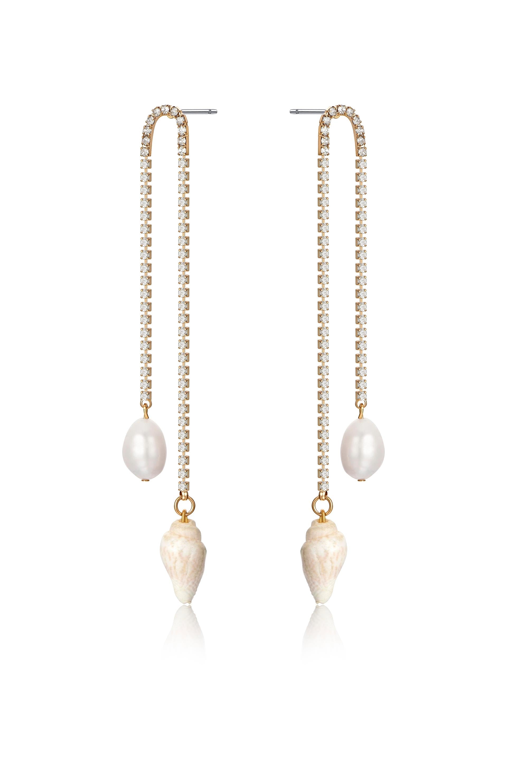 Balanced Shell and Pearl Earrings