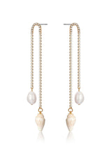 Balanced Shell and Pearl Earrings