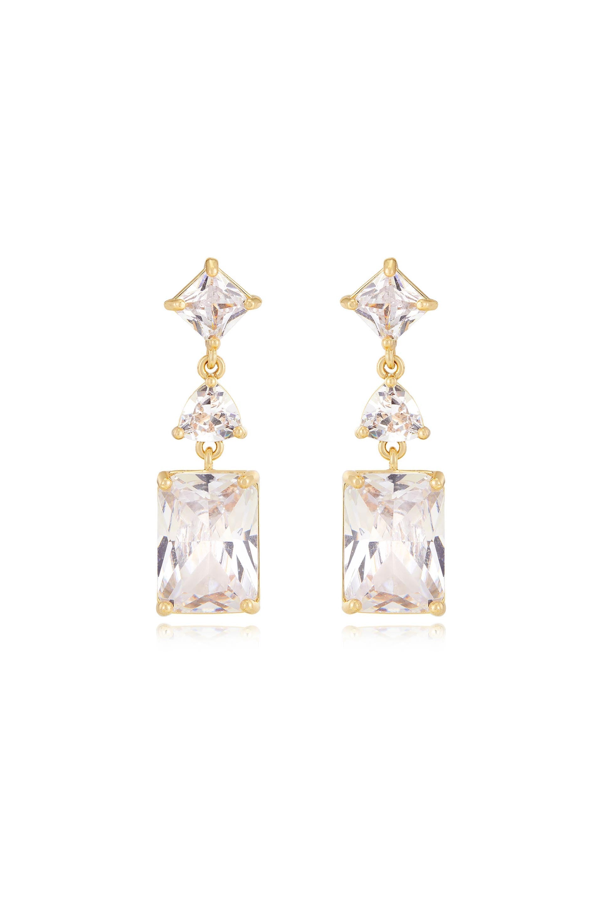Reflective Crystal Dangle Earrings