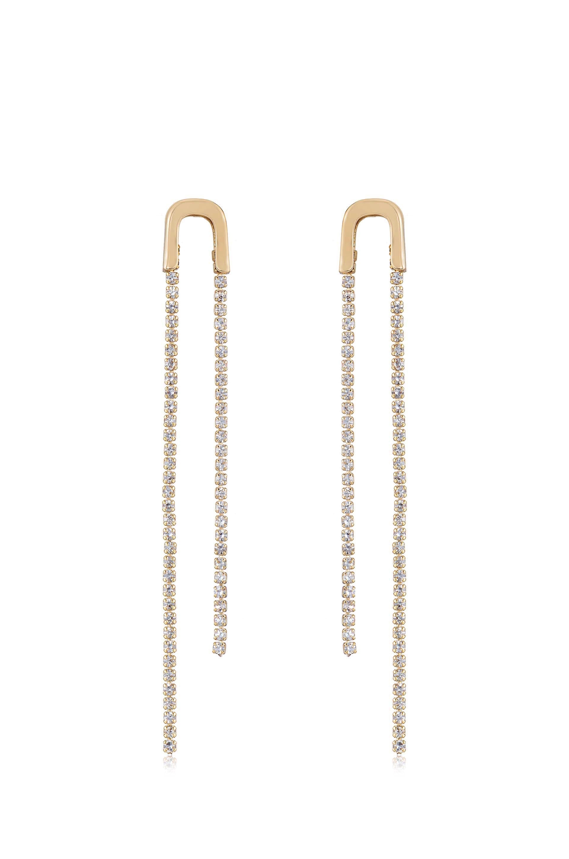 Double Crystal Chain Drop Earrings