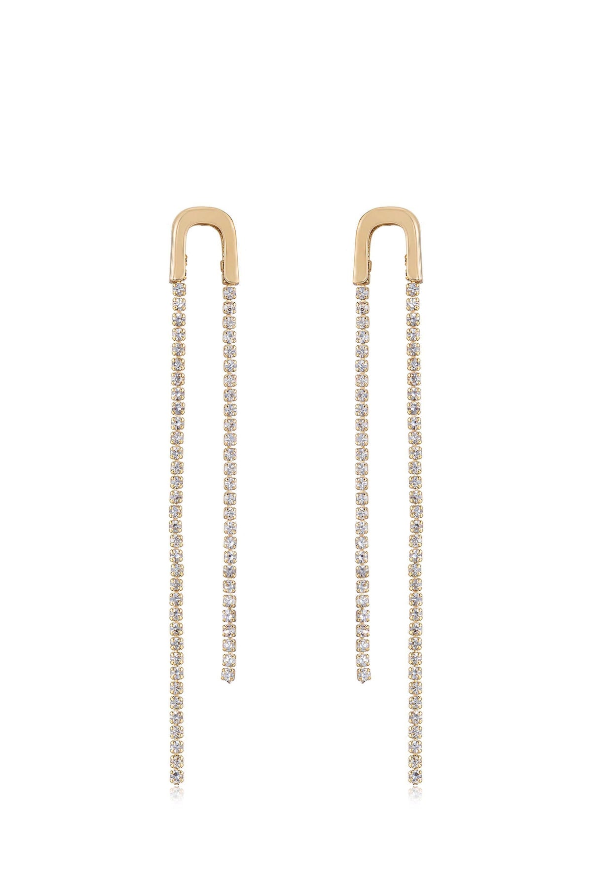 Double Crystal Chain Drop Earrings