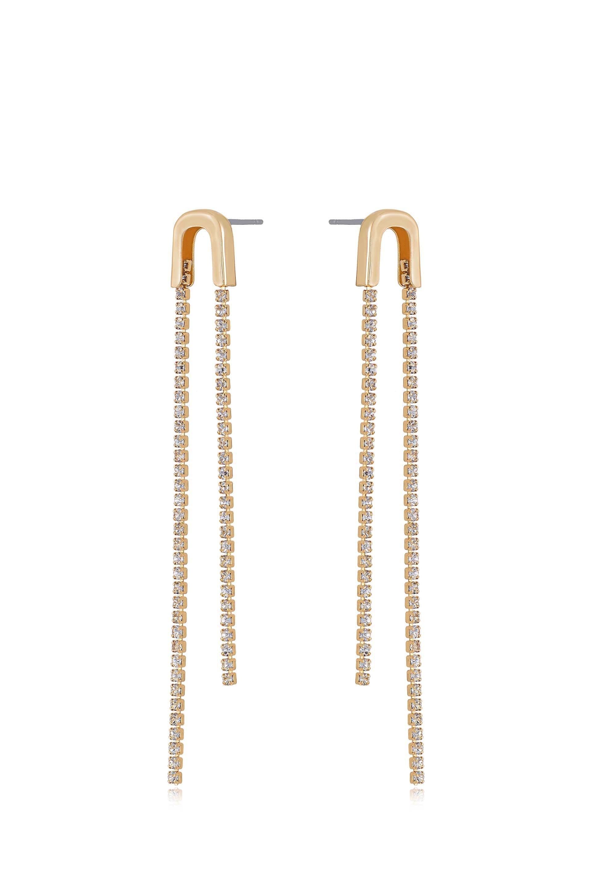 Double Crystal Chain Drop Earrings