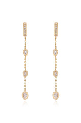 Bezel Crystal Huggie Hoop Dangle Earrings