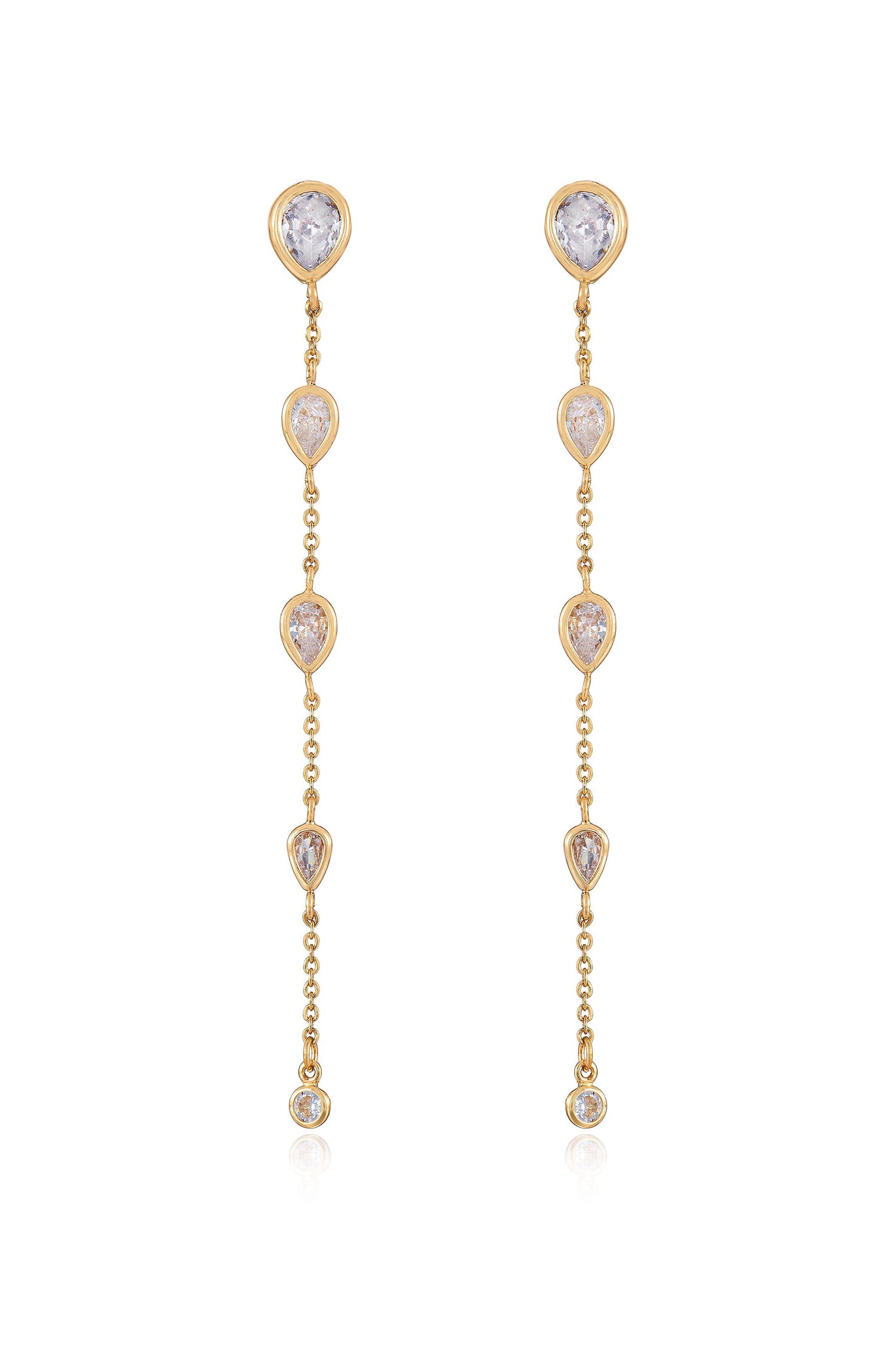 Dainty Bezel Crystal Dangle Earrings